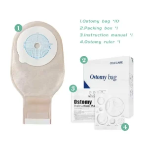 Disposable One-Piece Ostomy Bag with Activated Carbon and Adhesive Flange